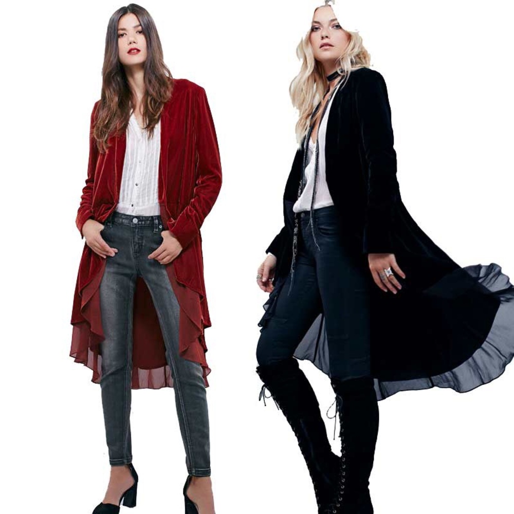 Free People Crushed Velvet Swing Kimono Jacket